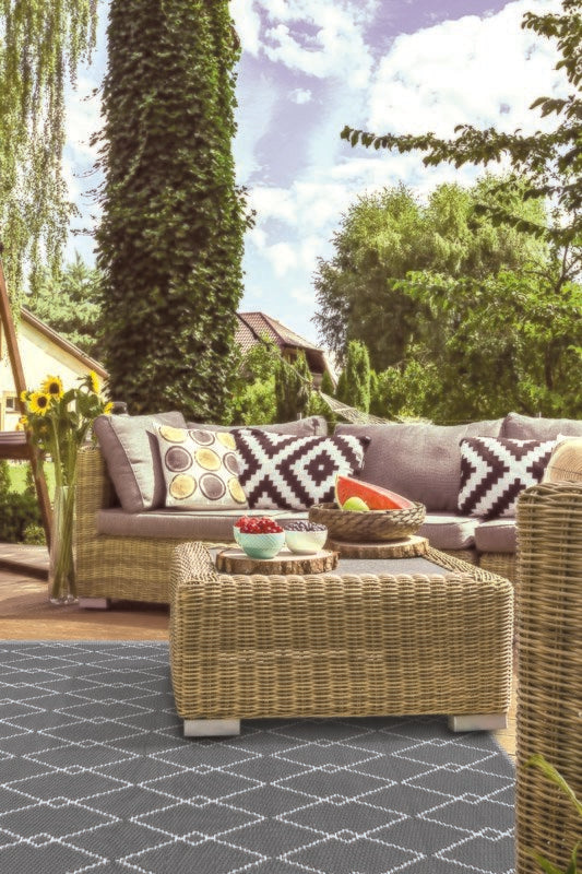  Buitenkleed MESH Dark Grey / White - 180 X 120 Cm