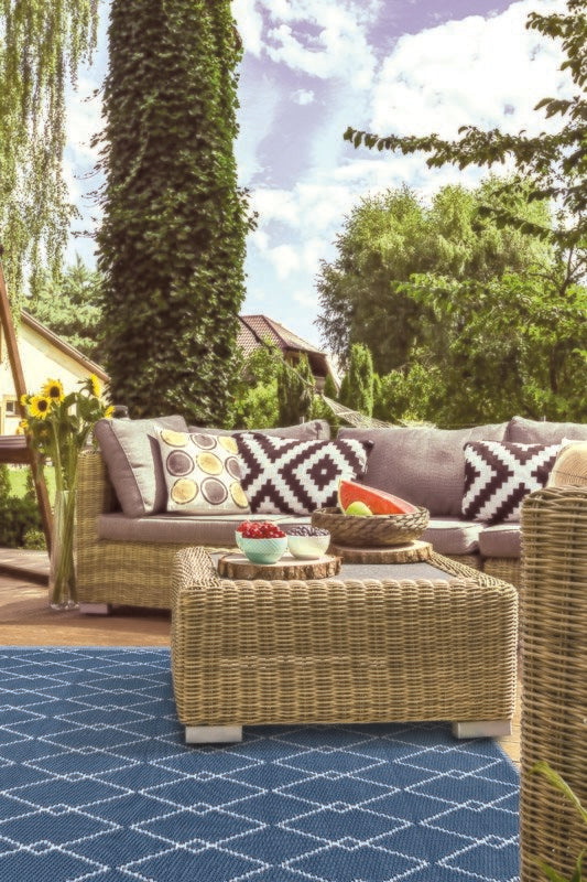  Buitenkleed MESH Royal Blue / White - 180 X 120 Cm