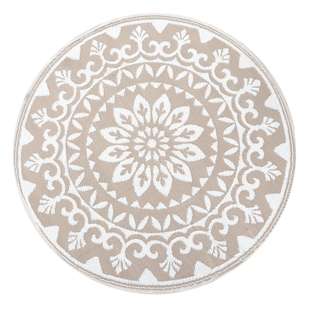  Buitenkleed Rond Mandala / Palm Design - ⌀ 150 Cm